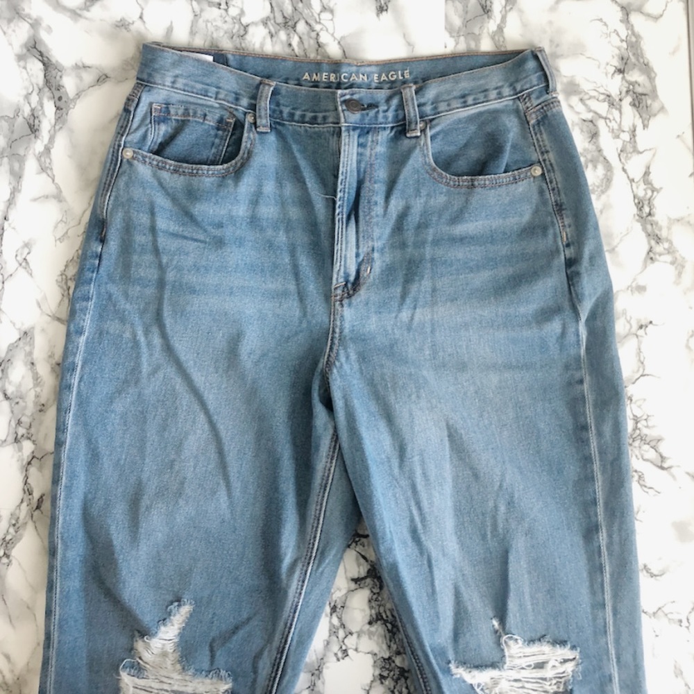 American Eagle Distressed High Waisted Mom Jeans